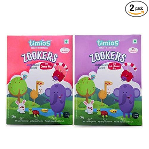 Timios Zookers Mix Flavours | Kids Snacks | Baby Snacks for 12+ Months | Nutritious & 100% Natural Animal Shaped Biscuit
